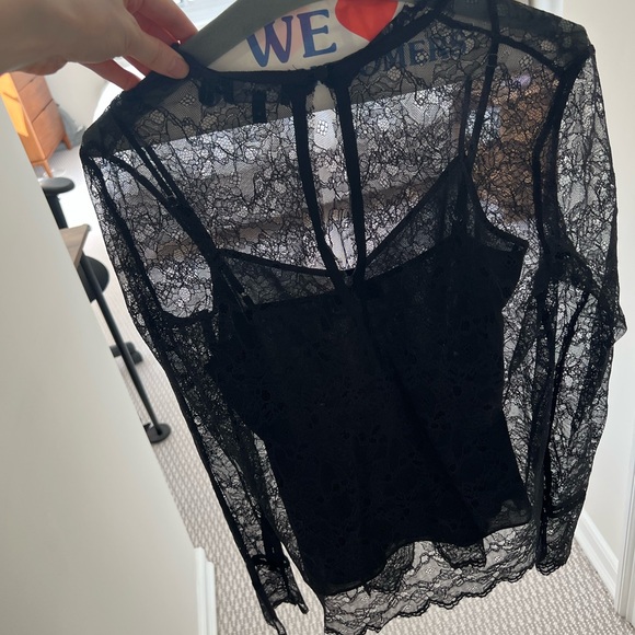 Theory black lace top. Never worn. - Picture 1 of 4